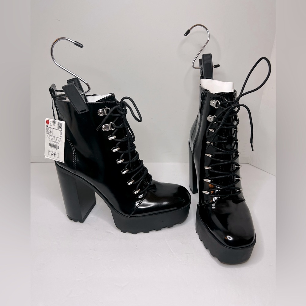 ZARA High Heel Boots Womens 9 Black NEW